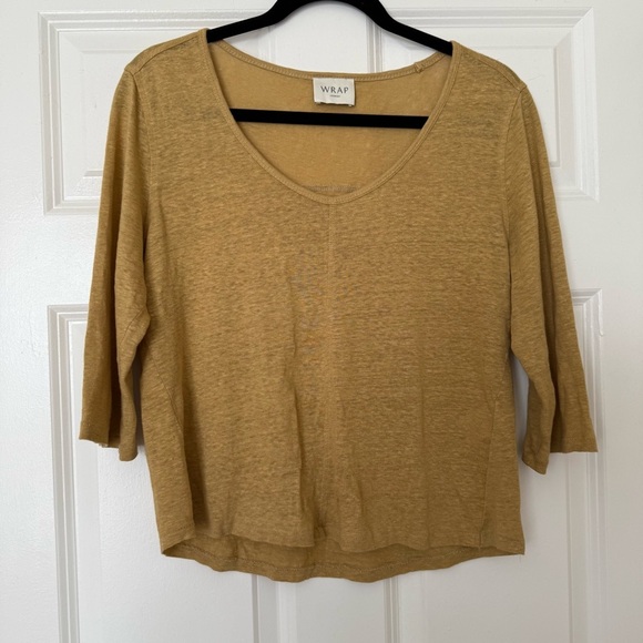 Wrap London Womens Scoop Neck Long Sleeve Top 100% Linen Size 4 - Picture 3 of 12